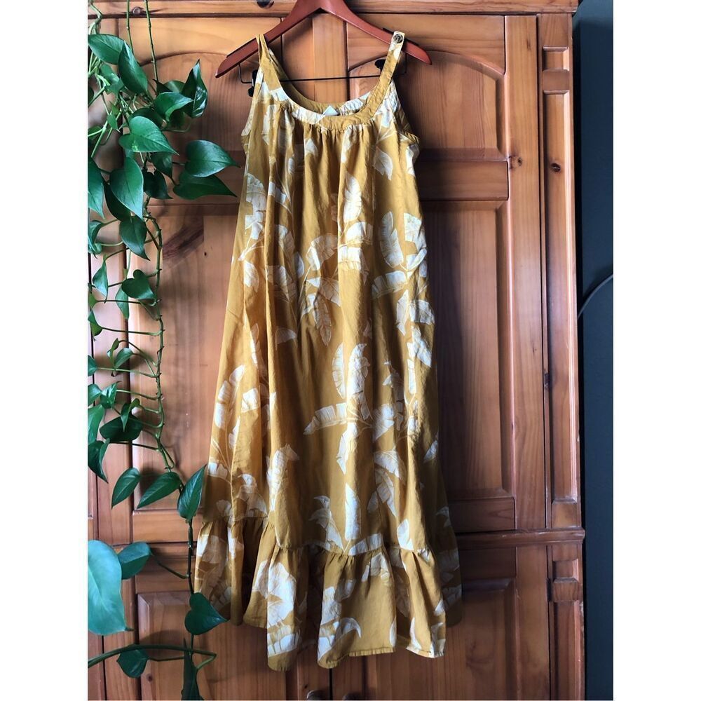 H&M Sleeveless Hawaiian Floral Cotton Flowy Maxi Dress Yellow SZ 2 - Picture 2 of 11